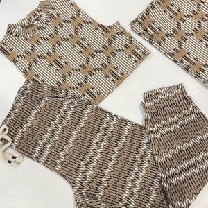 ~ Anthropologie LG P * 3pc Boho Set Bundle Top Skirt Pants-Retro Brown Black LGp